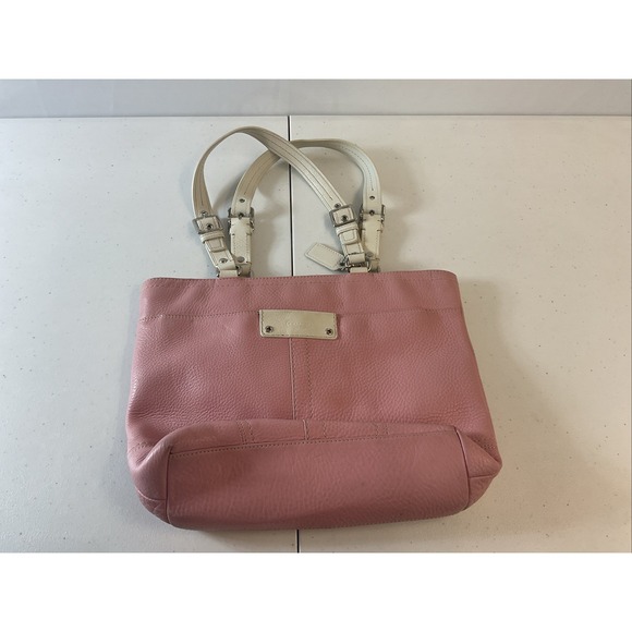 Coach Handbags - Vtg Coach Hamilton Pebbled Leather Book Tote Shoulder Handbag Purse Pink Cream